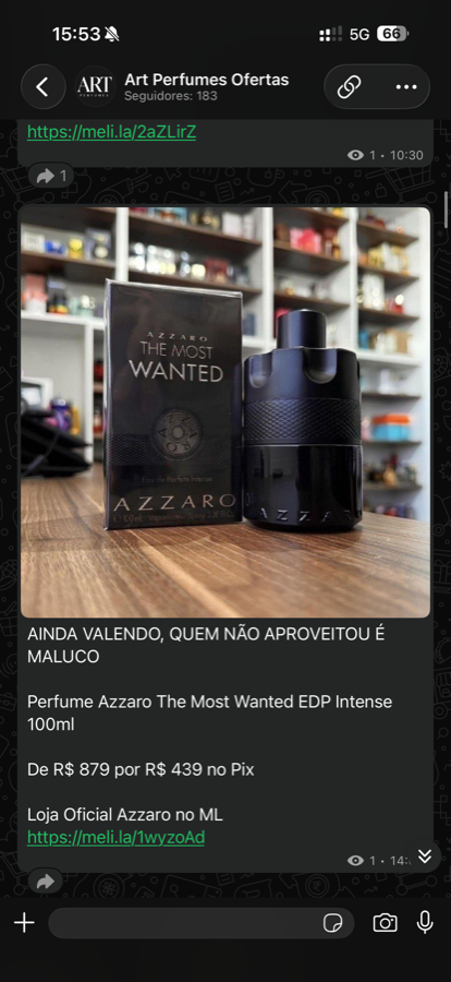Oferta real: Azzaro The Most Wanted EDP Intense 100ml de R$ 879 por R$ 439